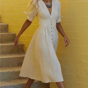 Free People Love Of My Life Midi Dress- Medium- Cream Color